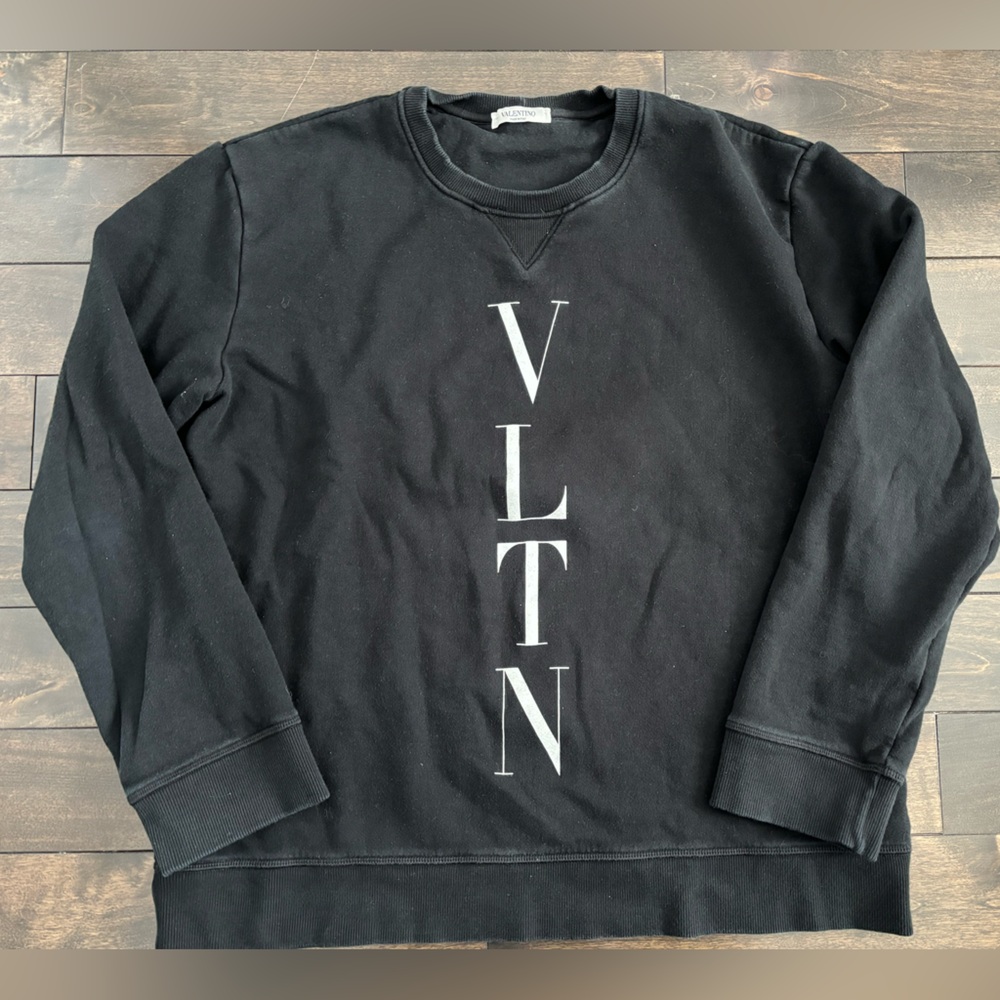 Valentino Black Crewneck Sweater with White VLTN Logo